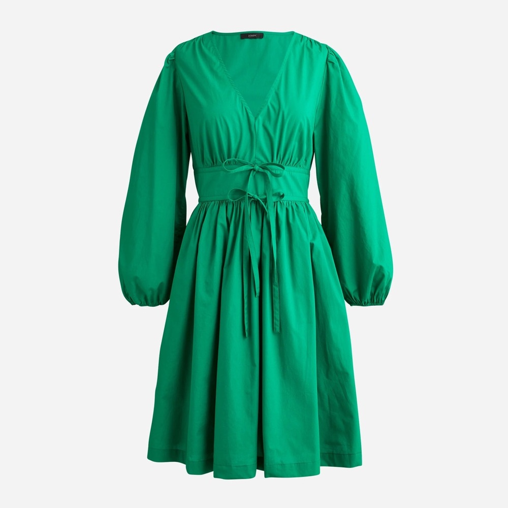 J. Crew Emerald Green Long-Sleeve Midi Dress